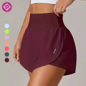 2 in 1 Running Double Layer Custom Fashion Yoga Shorts Casual High Waist Loose Fitness Gym Shorts for Women