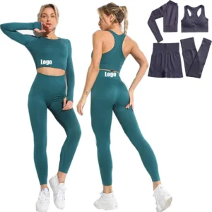 4 Piece Sport Wear Women Set Race Back Tank Top Leggings Sports Bra Jogging Yoga Seamless Workout Sets for Women