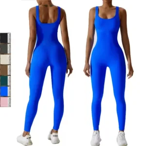 Hot Sale Seamless One Piece Women Jumpsuit Bodysuits Ribbed Nylon Spandex Sports Fabric Long Workout Jumpsuits