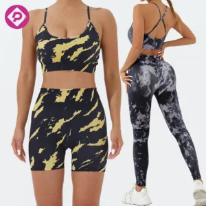 Summer Sleeveless Gym Sportswear Crop Top and Leggings Breathable Snake Print Tie Dye 2 Piece Yoga Sets