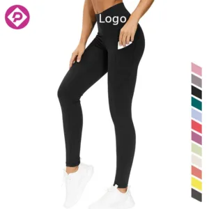 Deep Pocket Women Seamless Leggings Butt Scrunch Sports High Waist Tummy Control 7/8 Gym Fitness Yoga Pants