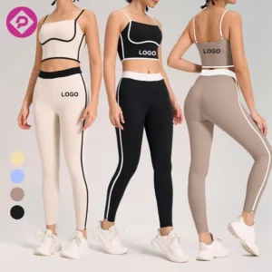 Women Gym Set Color Block Sports Bra and Workout Pants 2pcs Yoga Sets Running Leggings Gym Fitness Sets