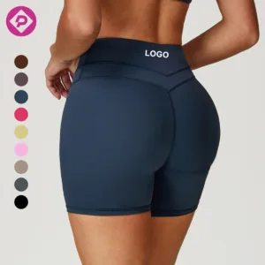 Wholesale Custom Logo High Waisted Ladies Gym Yoga Shorts for Women Tummy Control Workout Casual Biker Shorts