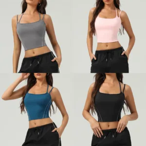Wholesale Halter-neck Yoga Vest High  Running Exercise Fitness Strap Underwear Gym Tank Top for Women