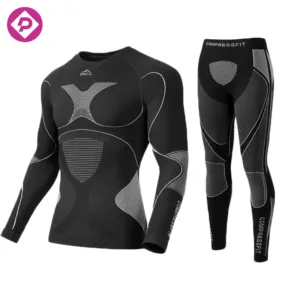 Outdoor Skiing Cycling 2pcs Compression Set Seamless Sports Men's Underwear Suit Tight Training Thermal Base Layer