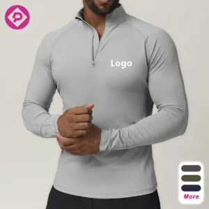 Custom Sports Quick-drying Zipper Long-sleeved T-shirt Running Home Commuter Casual Fitness Top for Men