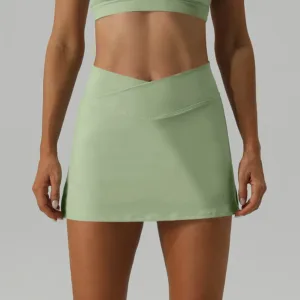 Factory Direct Sale Women High Waist Tennis Skirts Pleated Mint Color Skorts Boxer Liner Crossover Golf Skirts