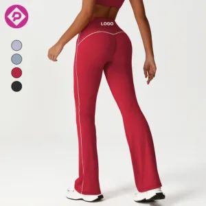 Women's Casual Contrast Line Yoga Pants Running Dance Training Long Fitness Wide-Leg Flared Sports Pants for Women