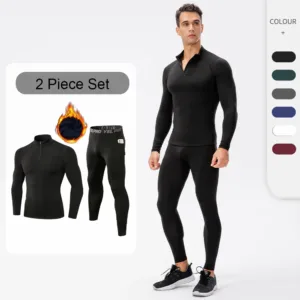 Winter 2 Piece Plus Size Fleece Warmed Men Long Johns Thermals Underwear Set Breathable Base Layer Sweat Suit