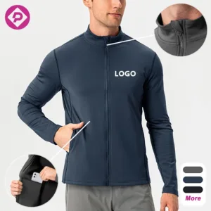Plus Size Men's Gym Fitness Clothing Quick Dry Casual Jackets Workout Long Sleeve Full Zip T-shirts