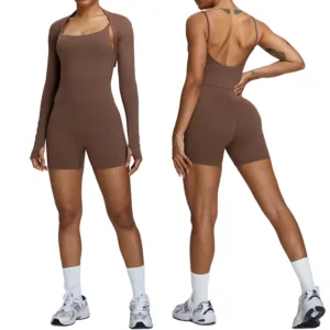 Women Gym Sports Romper Suspender Bodysuit Compression High Support Dance Yoga Jumpsuits