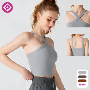Cross Strap Tank Top Design Elastic Breathable Sports Bra Backless Sleeveless Slim Crop Top for Women