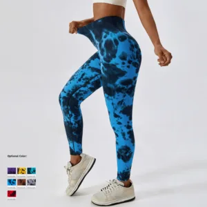 Wholesale Seamless Gym Pants Tight Custom Printed Workout High Waist Compression None See Through Tie Dye Yoga Leggings