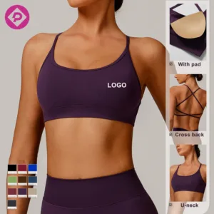Seamless Cross Back Fitness Sportswear Workout Ropa Deportiva Mujer Gym Custom Logo Sports Yoga Bra for Women