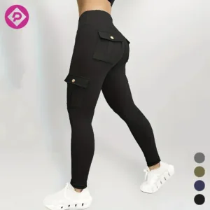 Cargo Pocket Customizable Girls Yoga Pants Gym Super Elastic High Waist Print Tights Scrunch Workouts Leggings