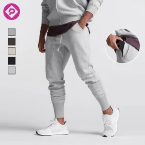 Custom Logo Men's French Terry Cotton Joggers Pants Fitness Gym Double Pockets Drawstring Pants for Men